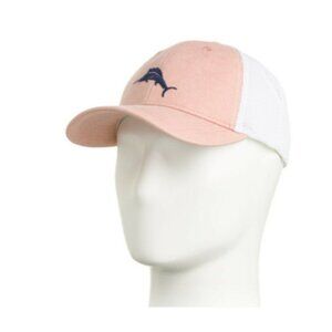 NWT TOMMY BAHAMA Pink Washed Trucker Cap Hat marlin Embroidery Tip Your Cap OS